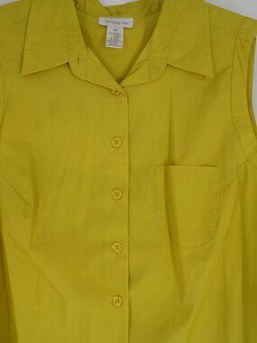 Jones New York Woman's Mustard Yellow Sleeveless Cotton Blouse Size 3X